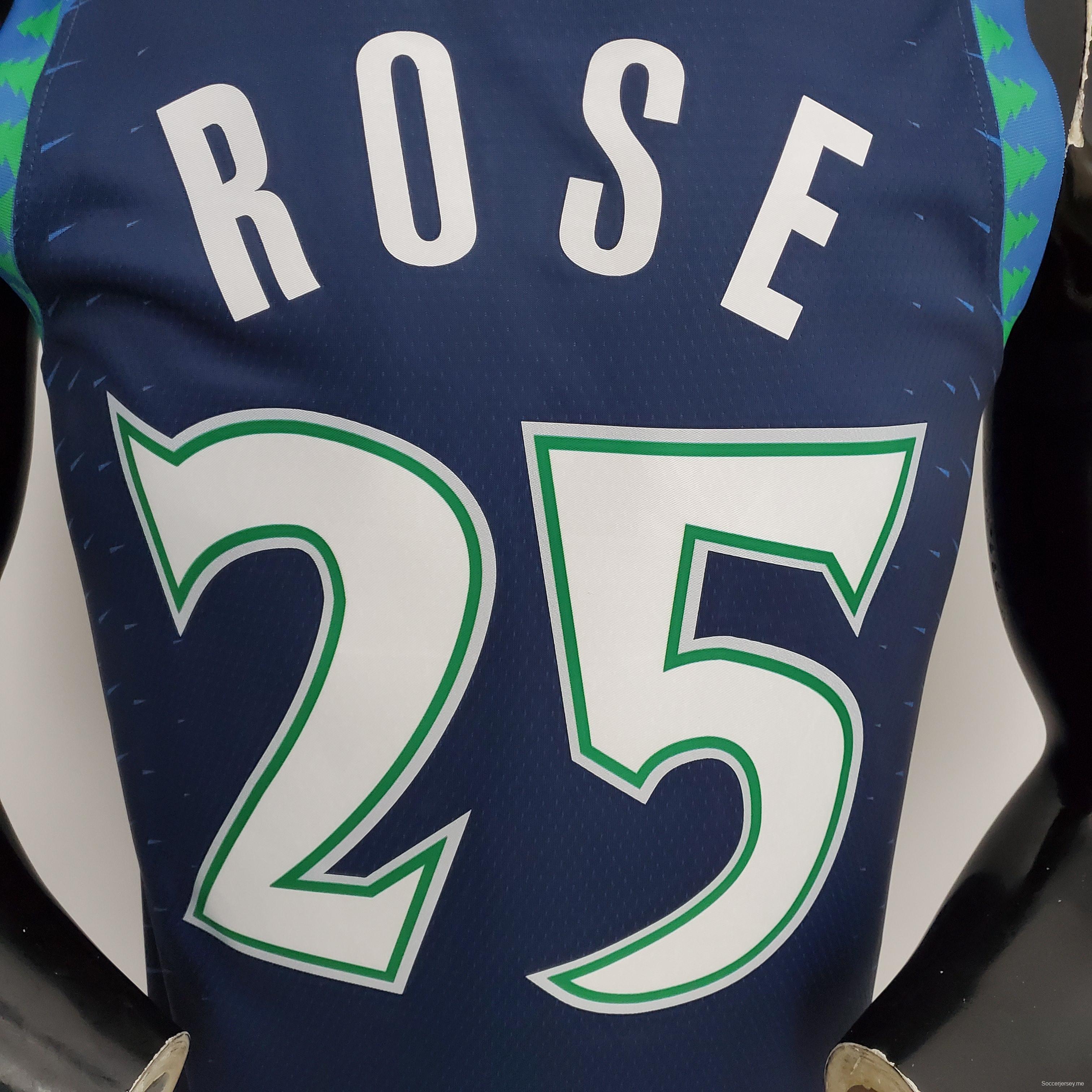 75th Anniversary 2202 Season ROSE#25 Minnesota Timberwolves City Edition Blue NBA Jersey