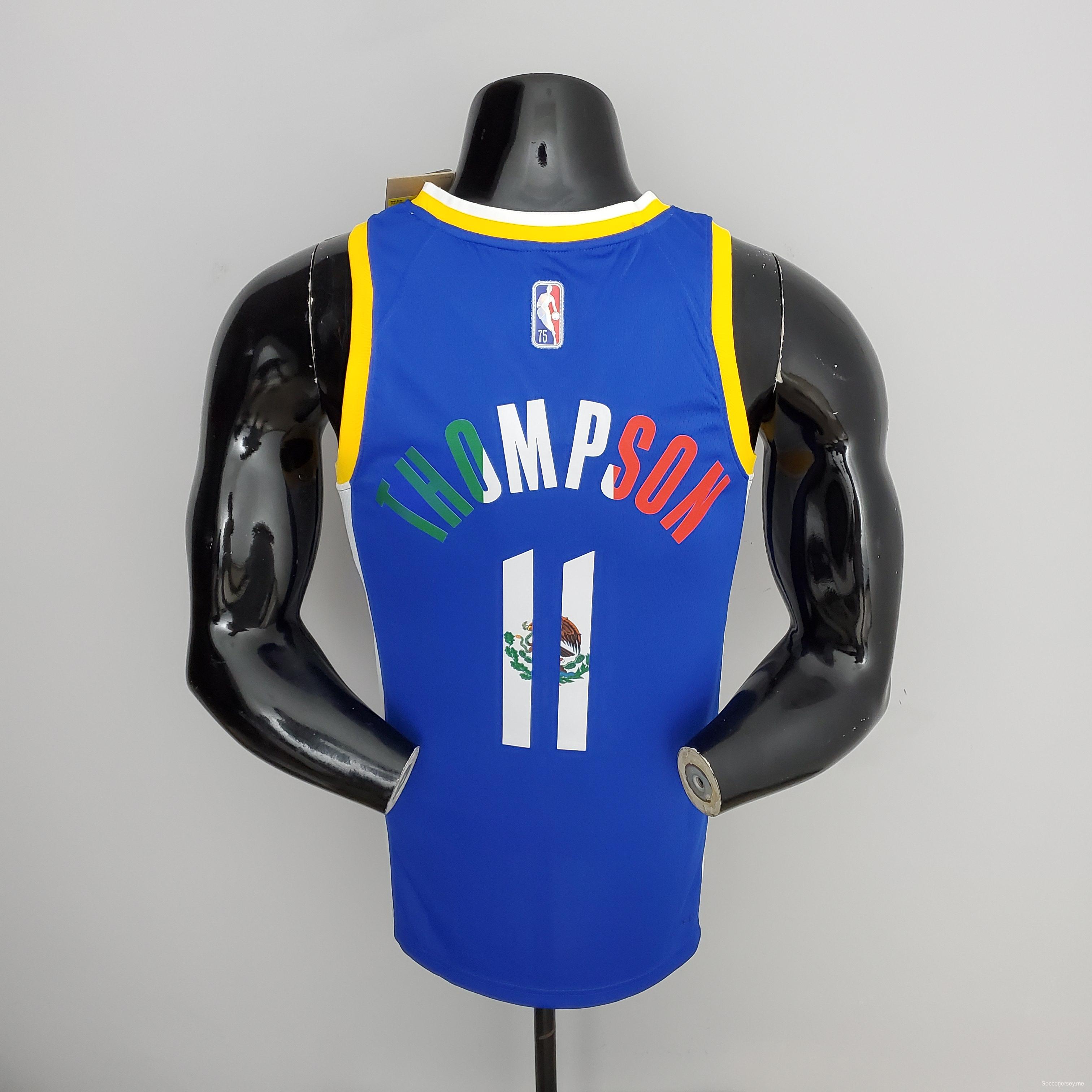 75th Anniversary Golden State Warriors Thompson #11 Mexico Edition Blue NBA Jersey