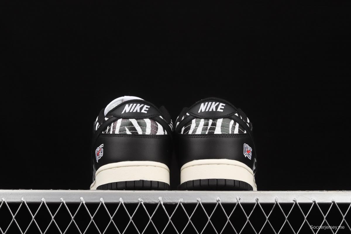 Quartersnacks x NIKE SB DUNK Zebra black and white zebra stripes joint style low-side sports and leisure board shoes DM3510-001