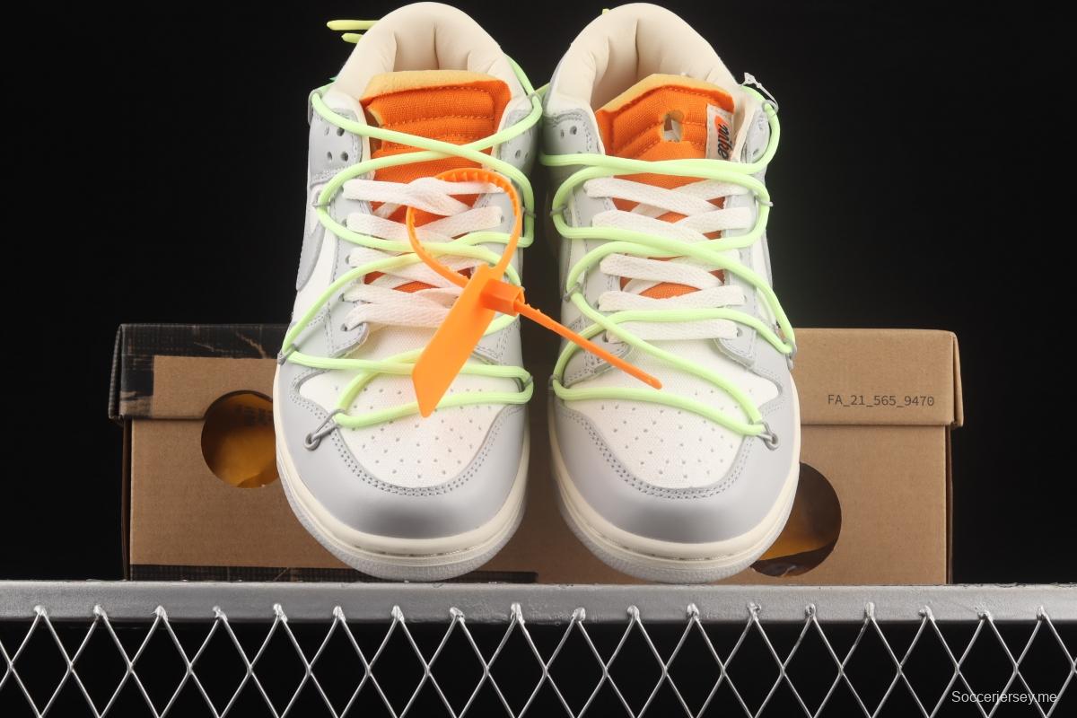 OFF-White x NIKE DUNK Low OW white gray leisure sports skateboard shoes DM1602-128,