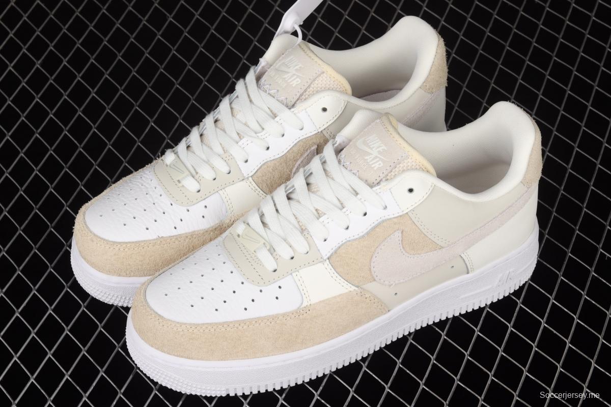 NIKE Air Force 11607 Beach Coconut Milk Leather Milk Tea splicing low-top leisure sports board shoes DD6618-100