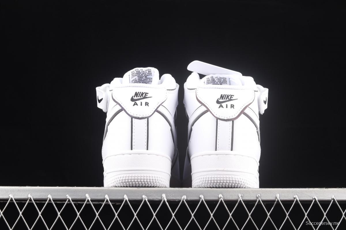 NIKE Air Force 1' 07 Mid laser white 3M reflective medium-help leisure sports board shoes 368742-810