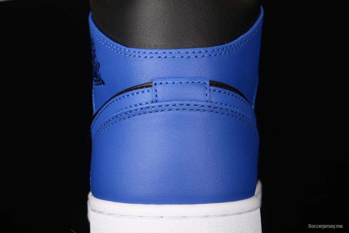 Air Jordan 1 Mid black and blue Zhongbang basketball shoes 554724-077