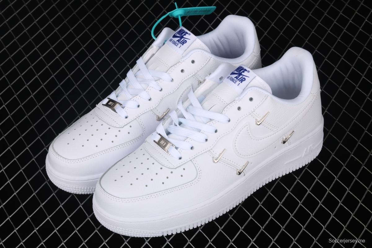 NIKE Air Force 11607 Low All white joint name small silver hook low-top casual board shoes CT1990-100