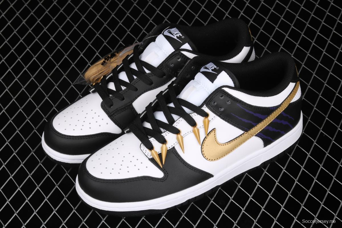 NIKE DUNK Low SB dunk series black and white gold hook low side leisure sports skateboard shoes DD1503-101