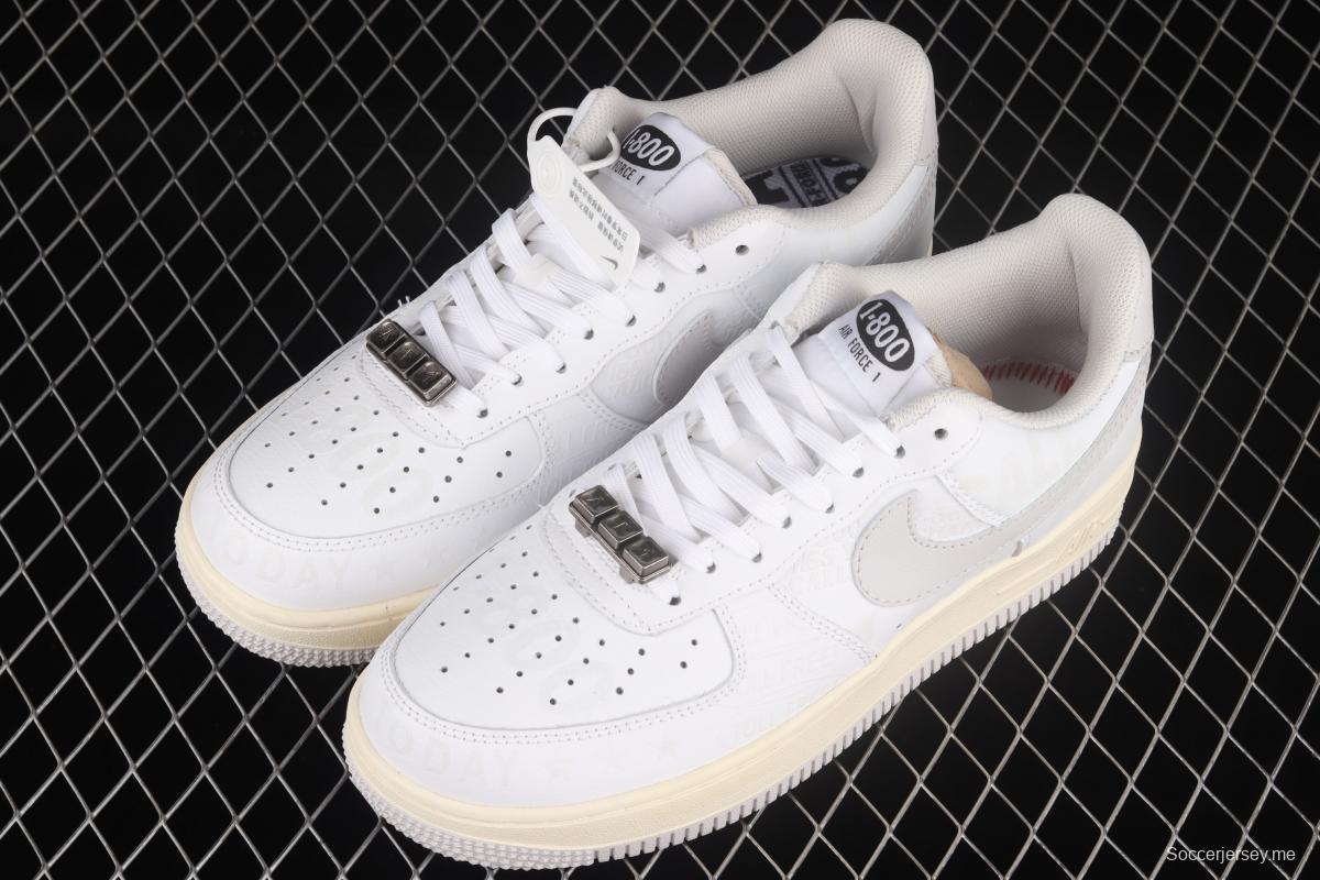 NIKE Air Force 11607 Premium Toll Free white gray low-top casual board shoes CJ1631-100