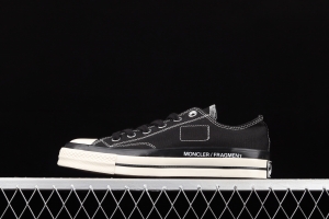 Fragment x Moncler x Converse 1970 S Fujiwara Hiroshi Fujiwara Lightning co-signed Chen Weiting the same black-and-white graffiti classic low-top canvas shoes 172320C