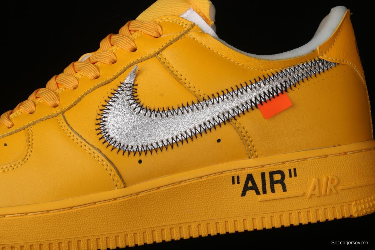 OFF-White x NIKE Air Force 1 x OFF White University Gold co-branded gold and silver hook low-top casual board shoes DD1876-700