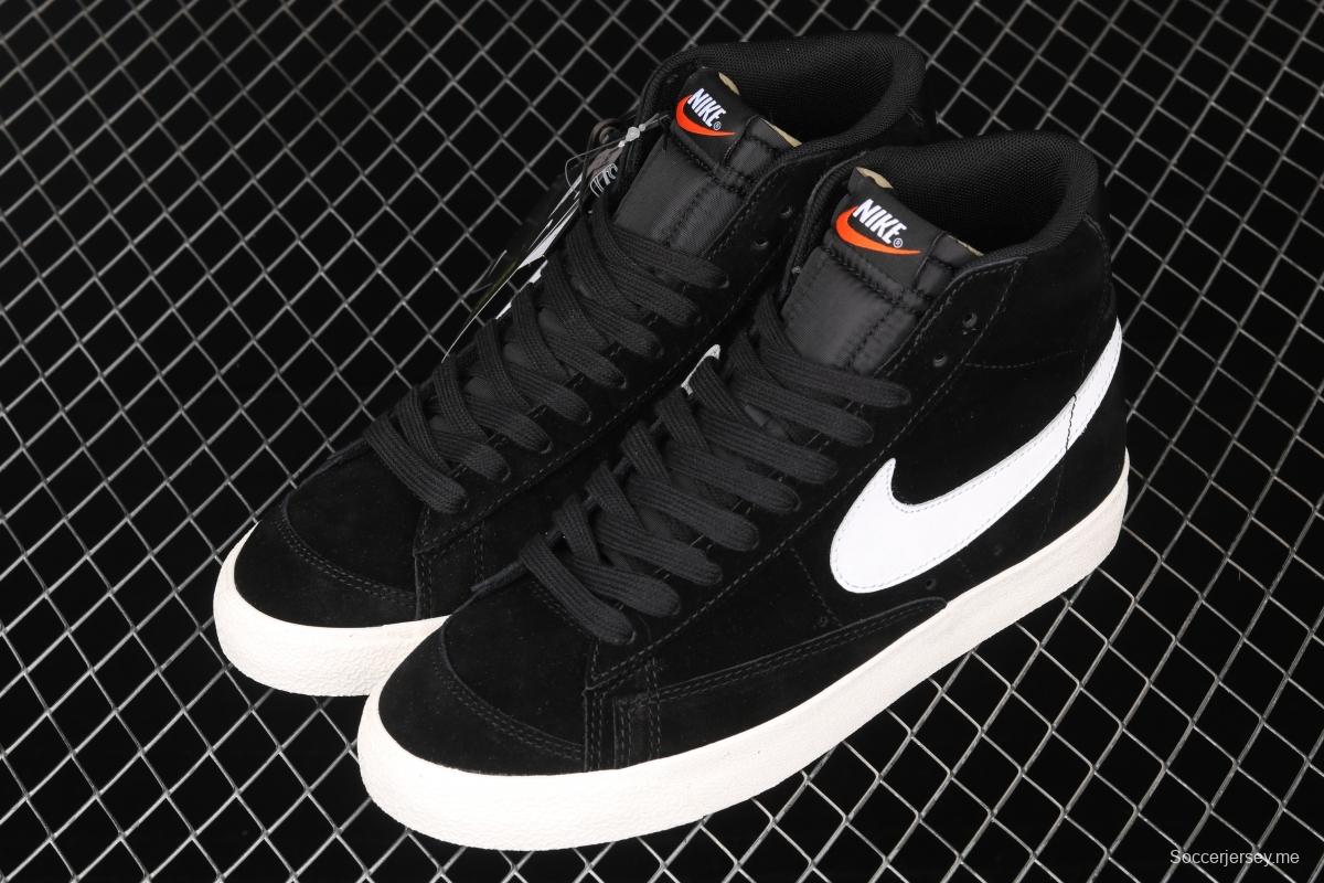 NIKE Blazer Mid'77 Suede Trail Blazers Classic Black and White Gobang Leisure Board shoes CI1172-005