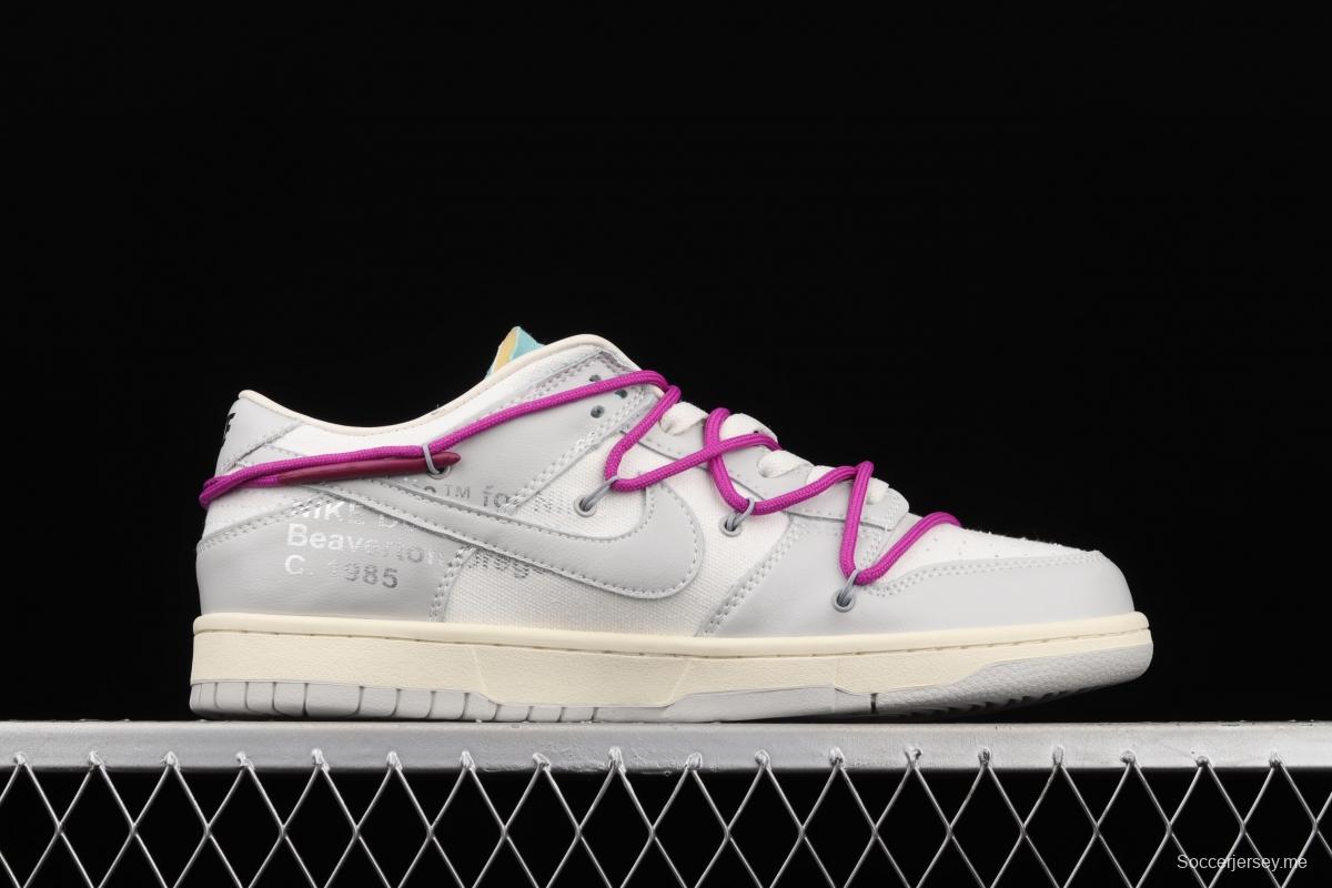 OFF-White x NIKE DUNK Low 04 of 50 OW white gray leisure sports skateboard shoes DM1602-100