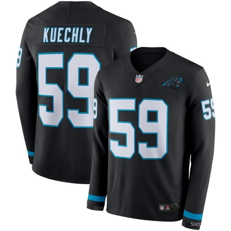 Men's Luke Kuechly Black Therma Long Sleeve Player Limited Team Jersey