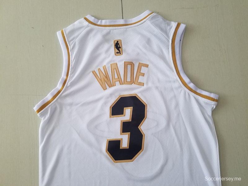 Dwyane Wade 3 White Golden Edition Jersey