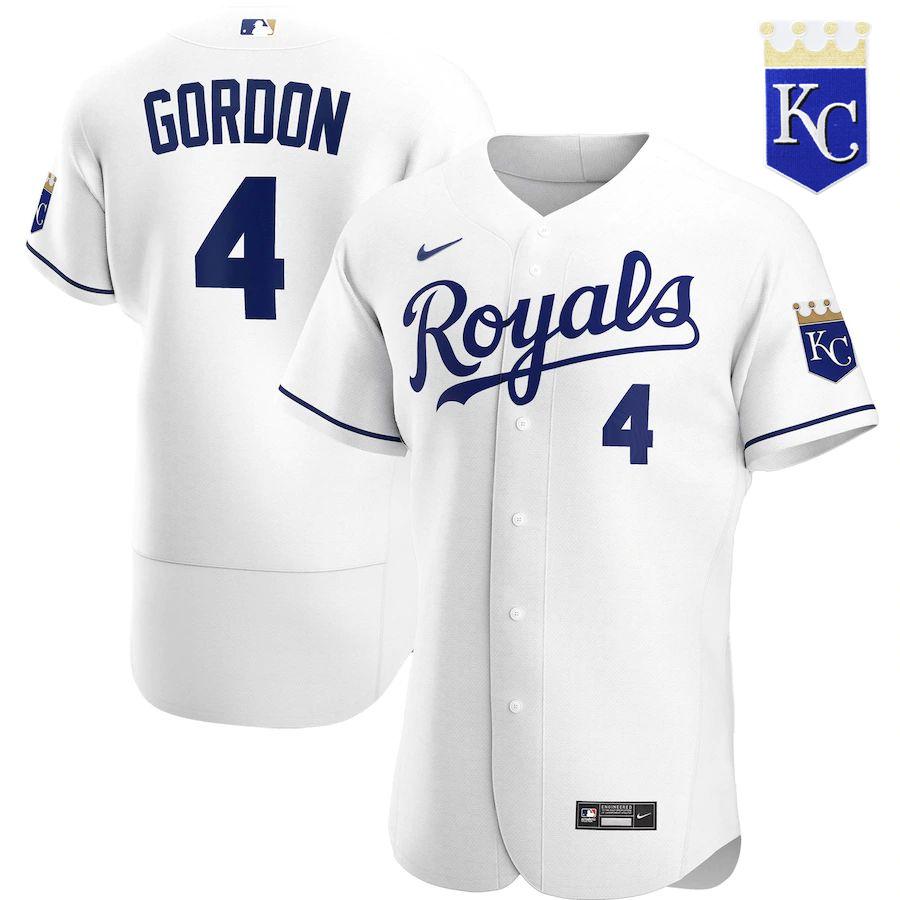 Men's Alex Gordon White Home 2020 Authentic Player Team Jersey