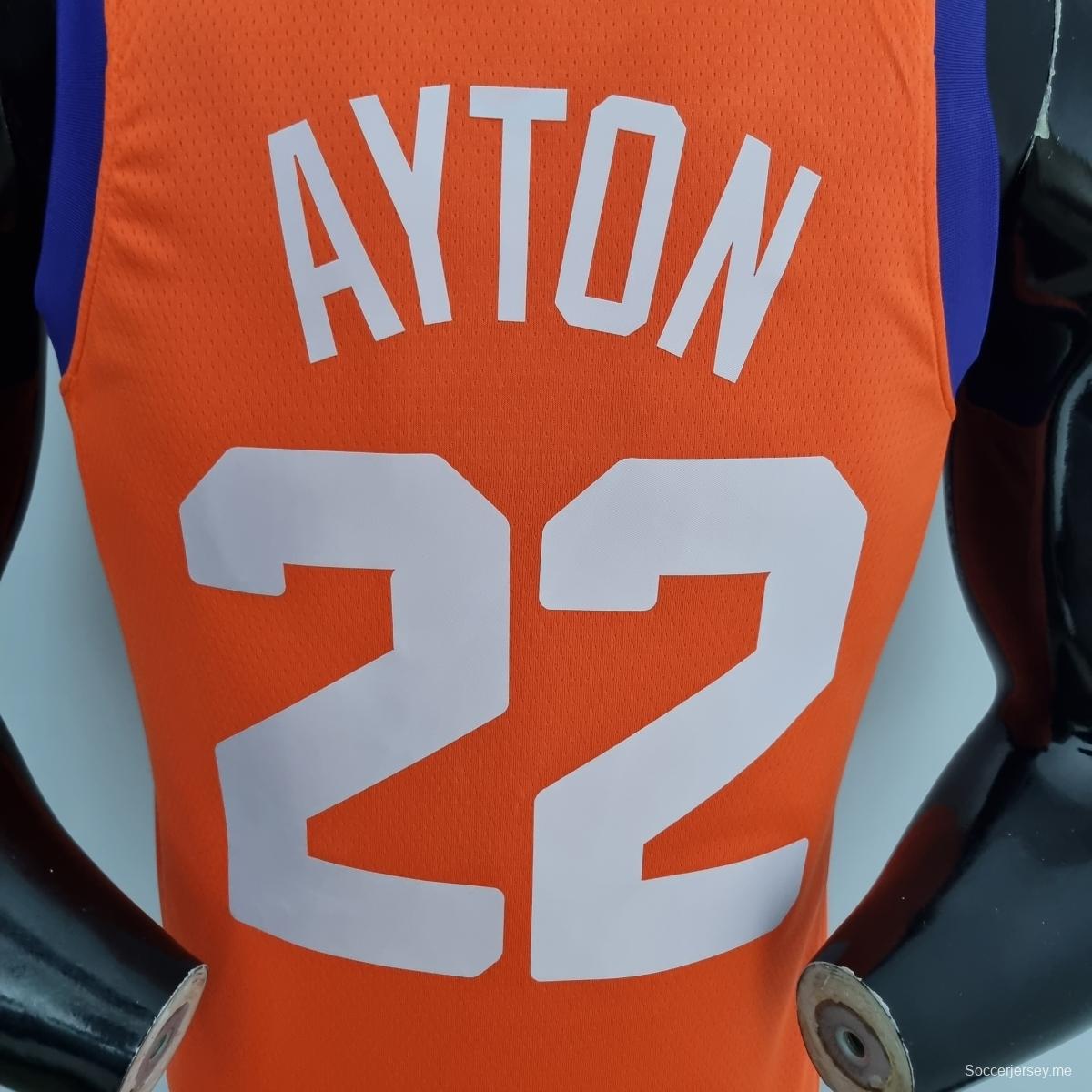 قميص الذكرى 75 AYTON#22 فينيكس صنز فينيكس صنز جوردان ذات الطابع البرتقالي في دوري كرة السلة الأمريكي للمحترفين
