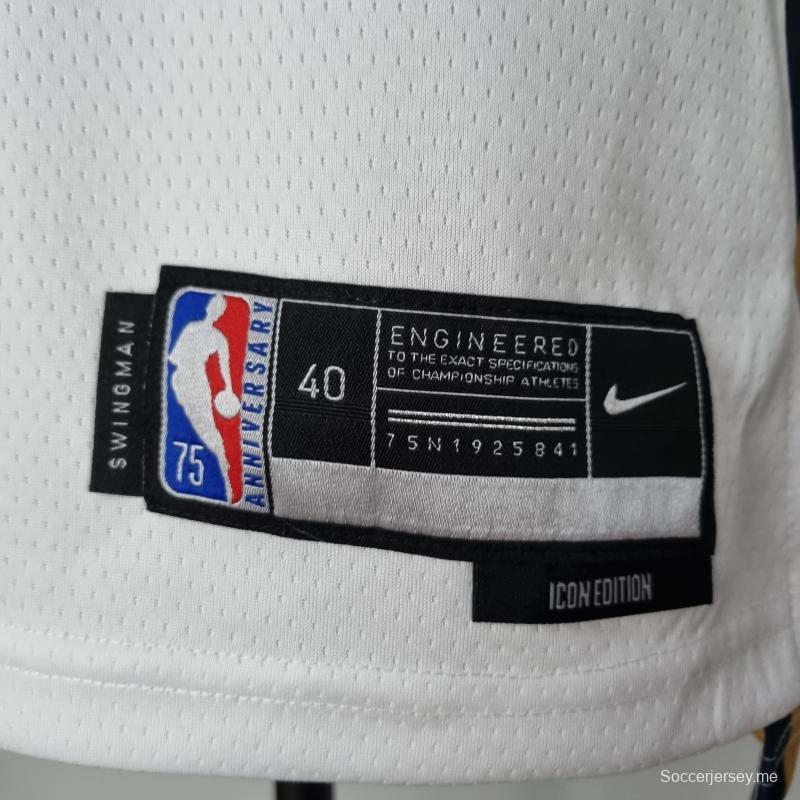 الذكرى 75 لنيو أورليانز بيليكانز ويليامسون # 1 قميص أبيض للدوري الأمريكي للمحترفين
