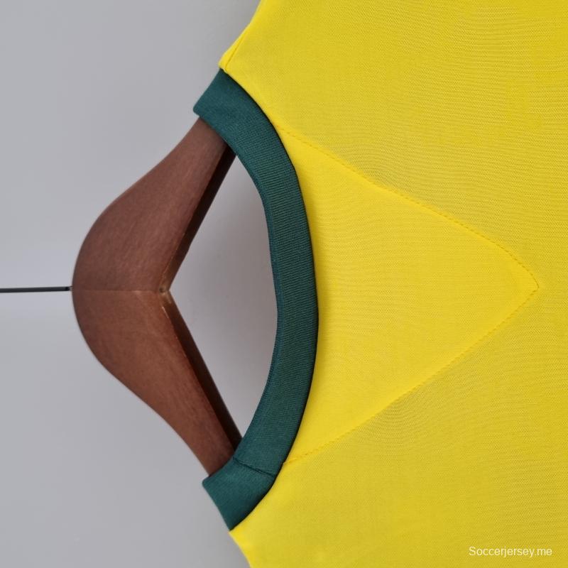 قميص البرازيل الرجعية لكرة القدم الأساسي للبرازيل 1970
