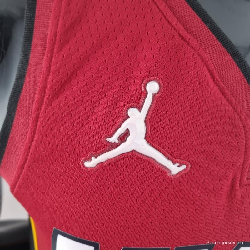 الذكرى ال75 لميامي هيت ميامي هيت جوردان وايد #3 قميص دوري كرة السلة الأمريكي للمحترفين باللون العنابي
