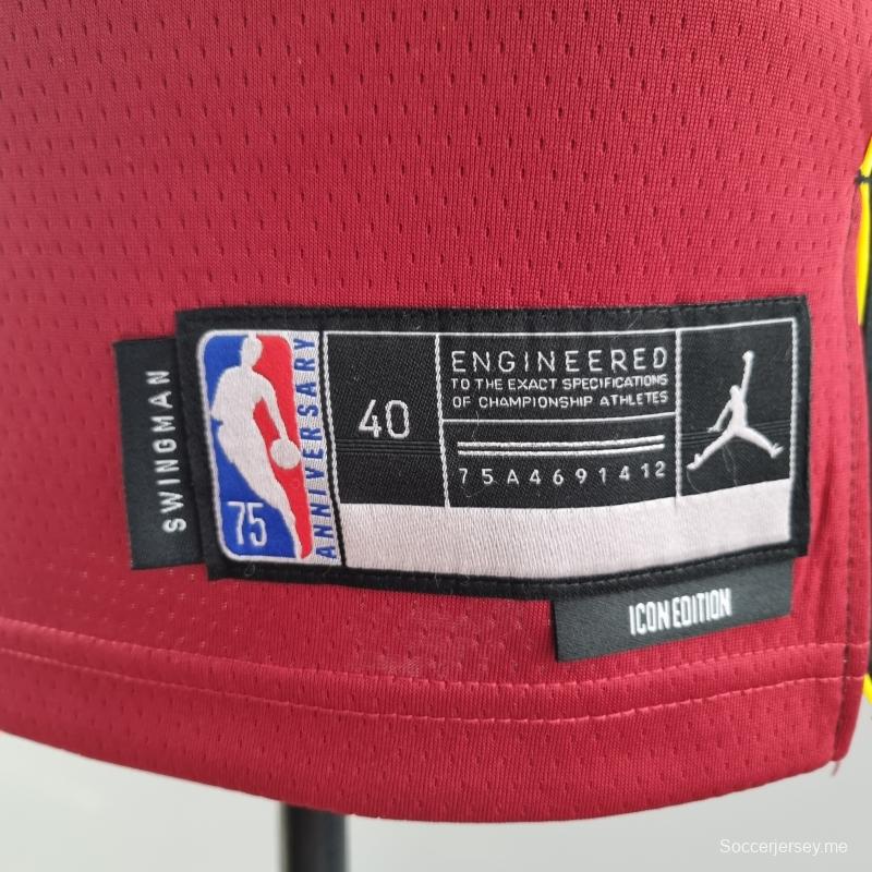 قميص الذكرى 75 لميامي هيت ميامي هيت جوردان أديبايو #13 قميص دوري كرة السلة الأمريكي للمحترفين باللون العنابي
