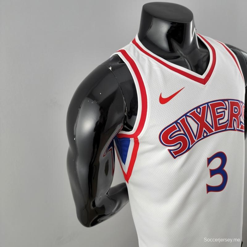 قميص الصاعد فيلادلفيا 76ers ايفرسون رقم 3 أبيض في الدوري الأمريكي للمحترفين
