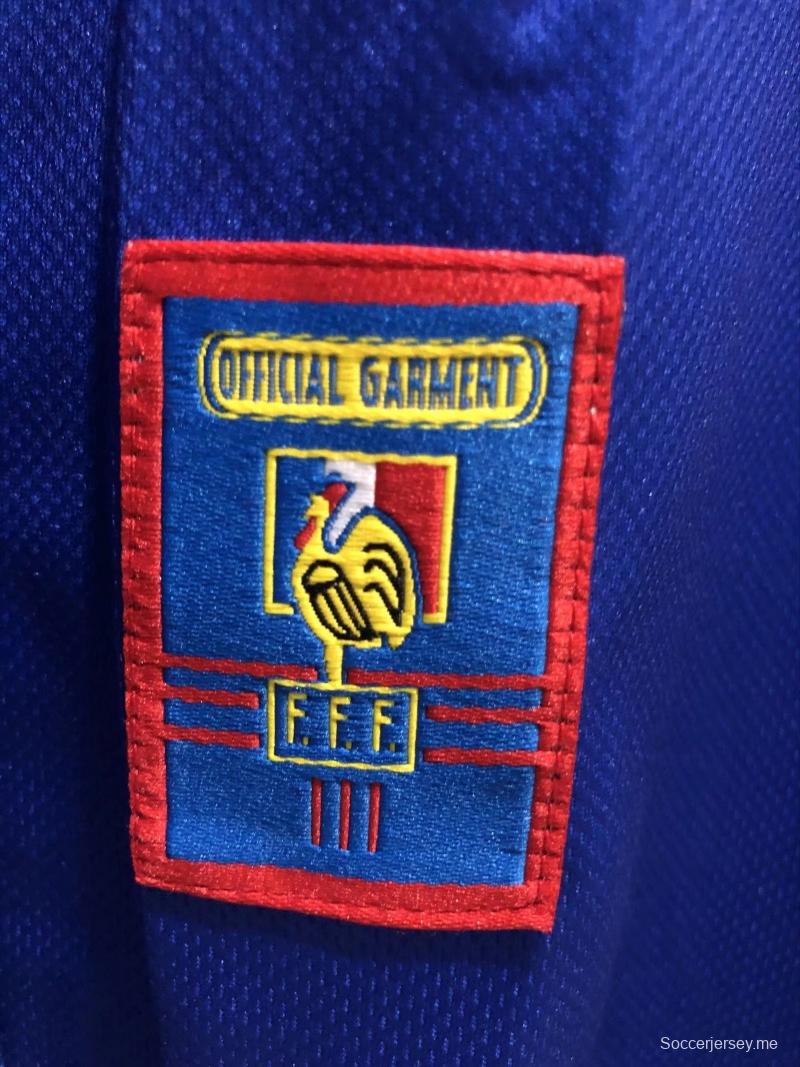 قميص ريترو 1998 بأكمام طويلة بأكمام طويلة مع رقعة فرنسا 98
