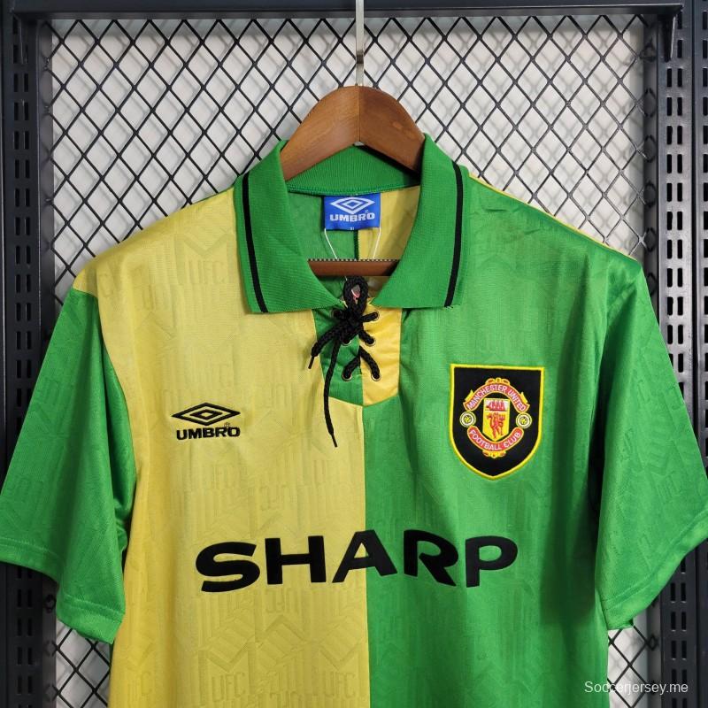 قميص أخضر قديم لمانشستر يونايتد الثالث أخضر 1992/94 ريترو 1992/94
