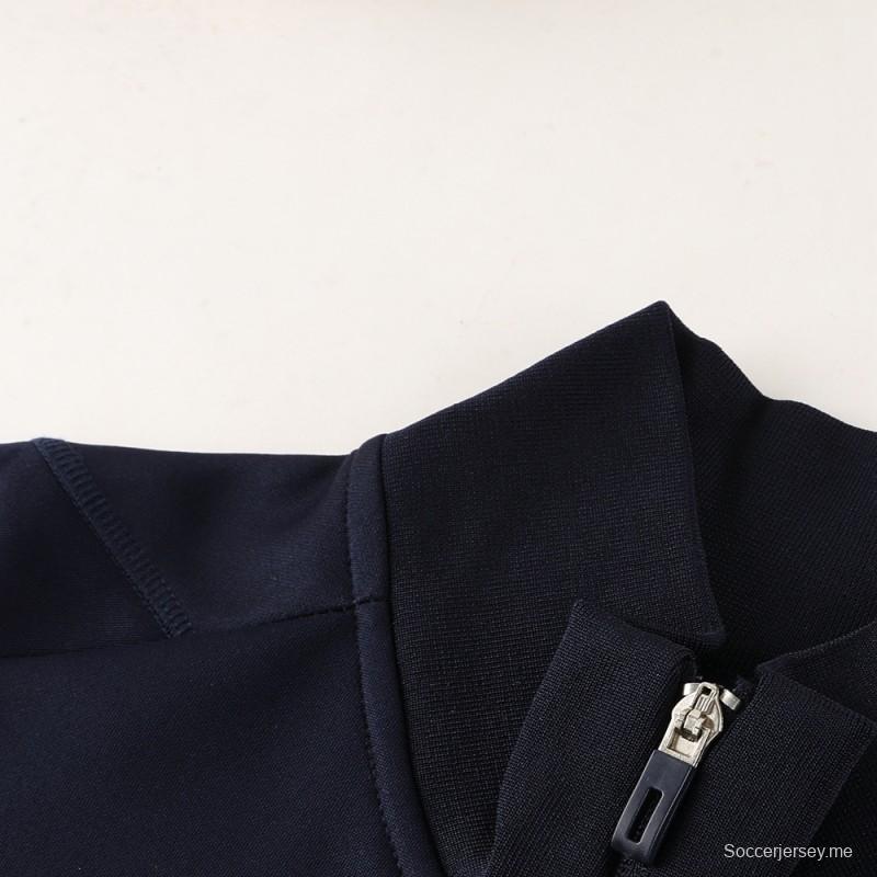 23 24 23 24 ريال مدريد أزرق داكن كامل السحاب + بنطلون + بنطلون
