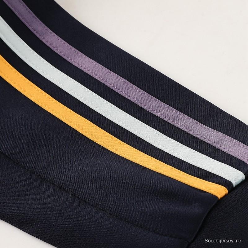 23 24 23 24 ريال مدريد أزرق داكن كامل السحاب + بنطلون + بنطلون
