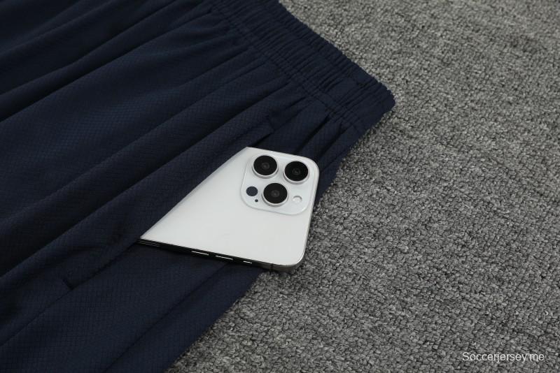 2024 فرنسا 2024 قميص بأكمام قصيرة قطن أزرق فاتح + شورت قطني أزرق فاتح
