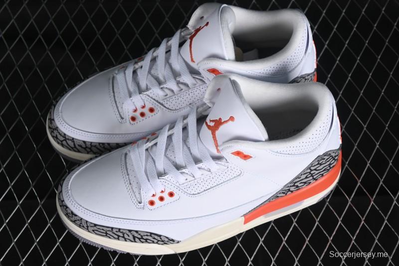 Nike Air Jordan 3 Retro Sneakers in White and Peach Orange - CK9246-121