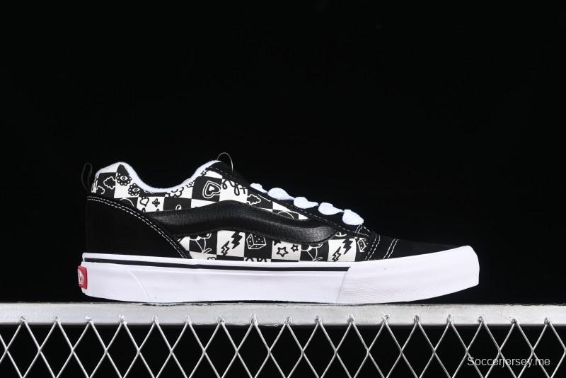 Vans Classics Knu Skool Checkerboard Graffiti Chunky Tongue Skate Shoes - VN0009QC6BT