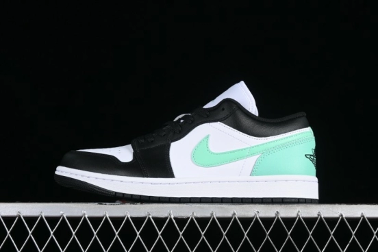 Nike Air Jordan 1 Low Retro Basketball Shoes in Mint Green and Black - 553558-131