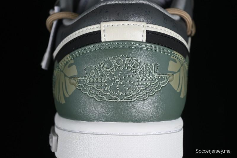 Nike Air Jordan 1 Low Customized Panda Mischief Jungle Adventure Casual Sneakers - 553558-040