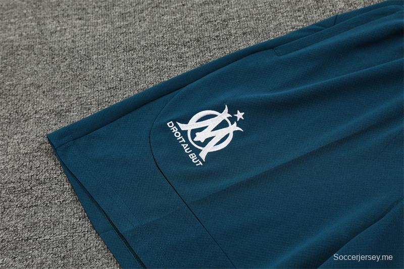 24/25 أولمبيك مارسيليا أزرق بأكمام قصيرة + قميص أولمبيك مارسيليا أزرق وشورت
