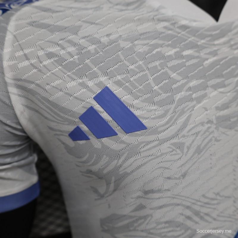 نسخة اللاعب 2024 قميص اليابان أبيض مع قميص التنين الأزرق