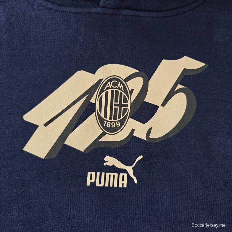 24/25 ميلان 125Th أزرق كحلي/أحمر/أسود/أسود/بيج بقلنسوة مع شارة سوداء