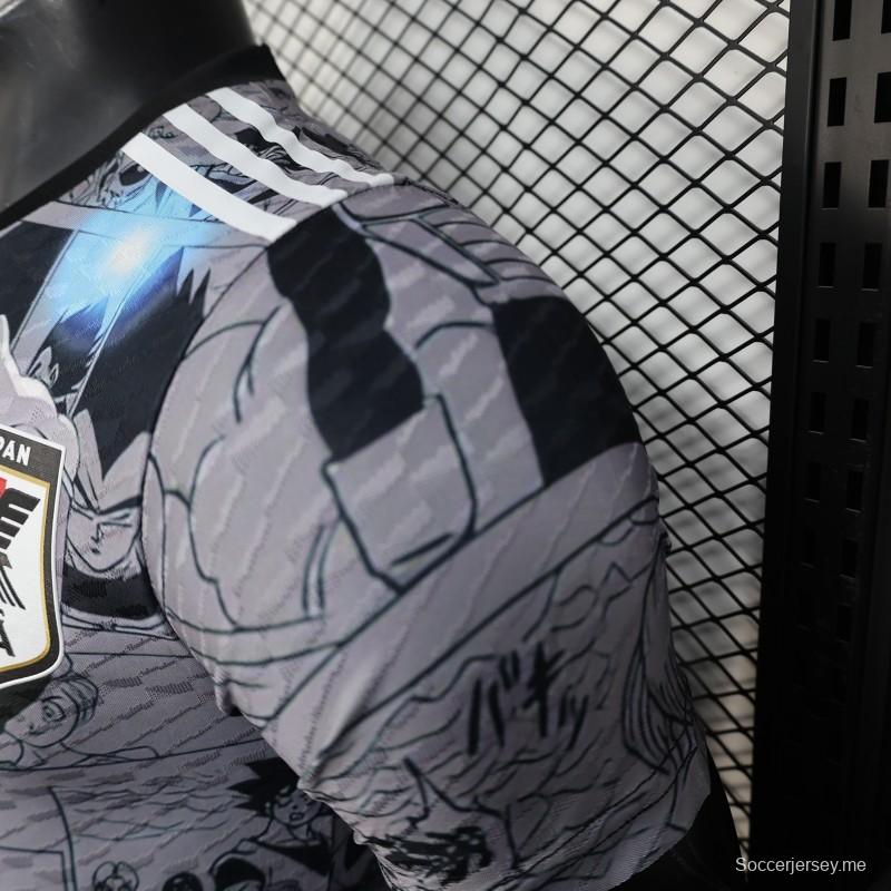 إصدار اللاعب 2025 منتخب اليابان 2025 قميص منتخب اليابان دراغون بول زد فيجيتا رمادي مع قميص برسومات أنيمي