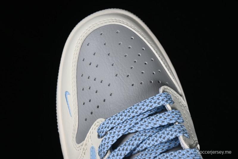 Nike Travis Scott x Fragment Design x Air Jordan 1 Low OG SP AJ1 LV Collaboration Deep Blue Low-Top Casual Sneakers - BB6588-104