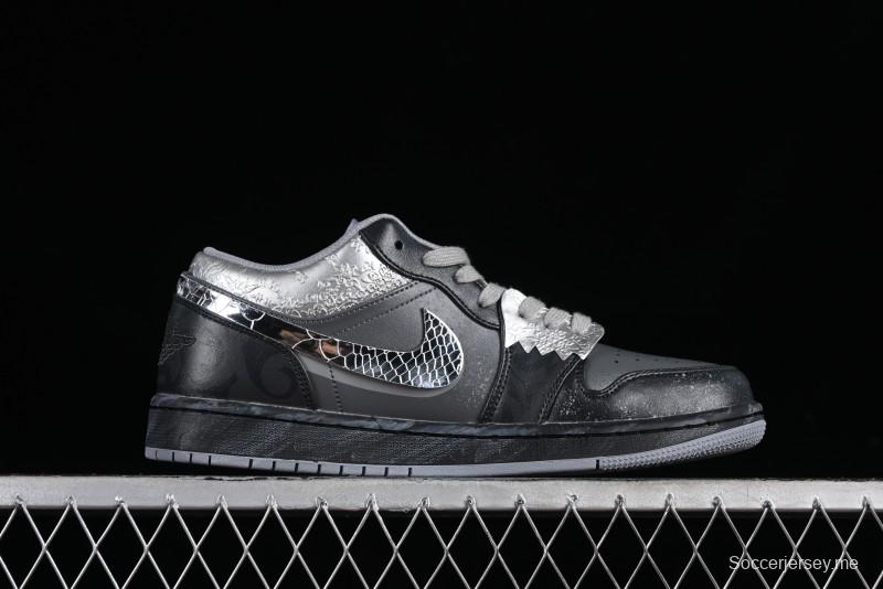 Nike Air Jordan 1 Low AJ1 Panda Prank Modern Gray Silver Black Low-top Casual Sneakers - 553560-053