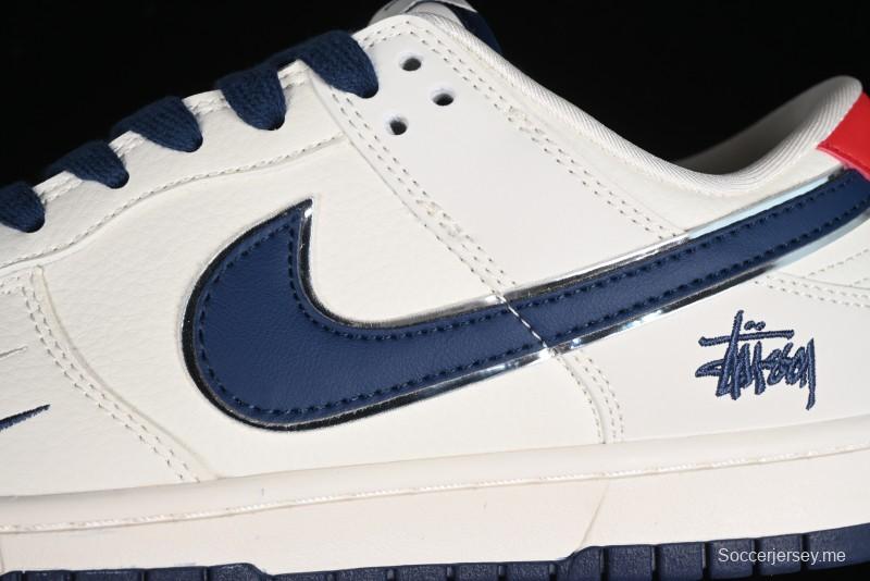 Stussy x Nike SB Dunk Low Anniversary Custom Sneakers with Blue Swoosh - DQ1098-379