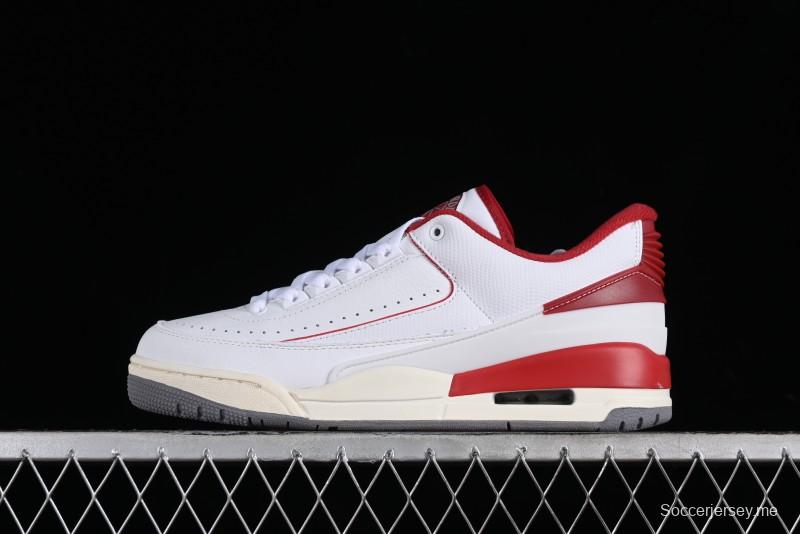 Nike Air Jordan 2/3 Retro Low Top Basketball Shoes in White and Red - FD0383-161