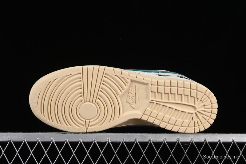 Nike SB Dunk Low Stussy Collaboration Beige Green Mini Swoosh Anniversary Custom Low-Top Casual Sneakers - CF3688-006