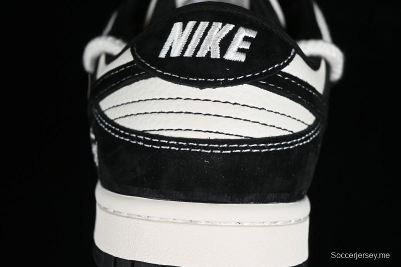 Stussy x Nike Dunk Low SB Sneakers in Beige Black Swoosh - SJ2068-252