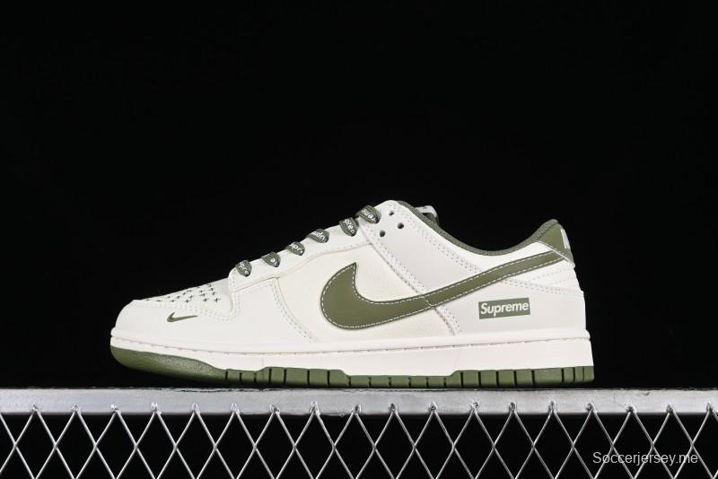 Nike SB Dunk Low Supreme Collaboration - Military Green Canvas Anniversary Custom Low-Top Casual Skate Shoes - BB6698-516