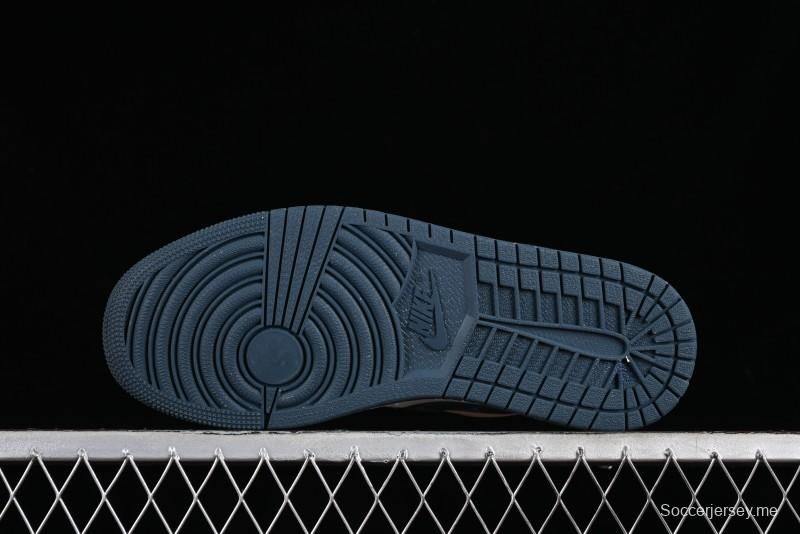 Nike Air Jordan 1 Low LV Collaboration - White with Blue Swoosh Custom Casual Sneakers - WG8850-005