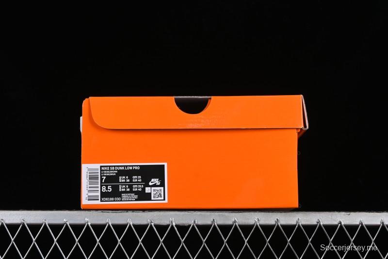 Nike SB Dunk Low LV Collaboration - Beige Brown Swoosh Anniversary High-End Custom Low-Top Casual Skate Shoes - XD6188-030