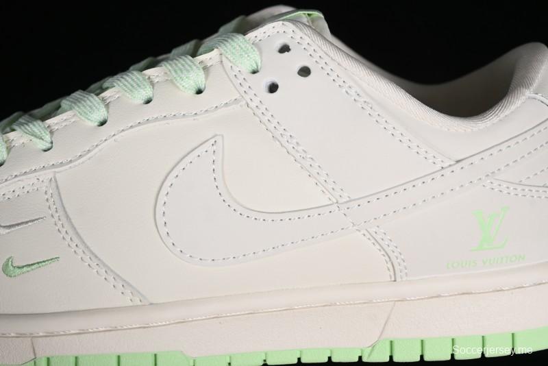 Nike SB Dunk Low LV Collaboration - Double Swoosh Fluorescent Green Anniversary High-End Custom Low-Top Casual Skate Shoes - XX2025-321