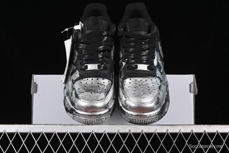 Nike Air Force 1 '07 Low Graffiti Black Silver Anime Hand-Painted Casual Sneakers - CW2288-012