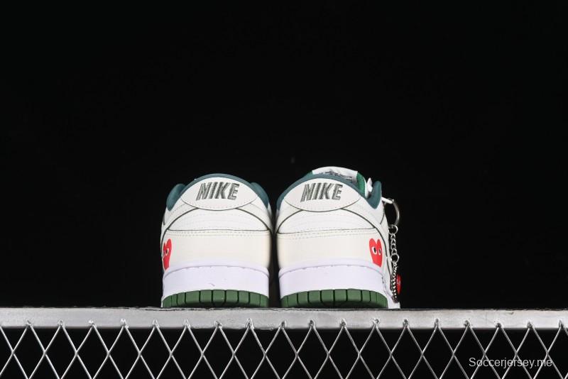 Nike SB Dunk Low Comme des Garçons Collaboration - Woven Beige White Swoosh Anniversary Custom Low-Top Casual Skate Shoes - KK1888-010
