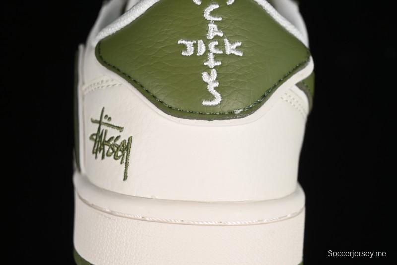 Nike Travis Scott x Fragment Design x Air Jordan 1 Low OG SP AJ1 Retro Sneakers in Sail Military Green - DM6688-602