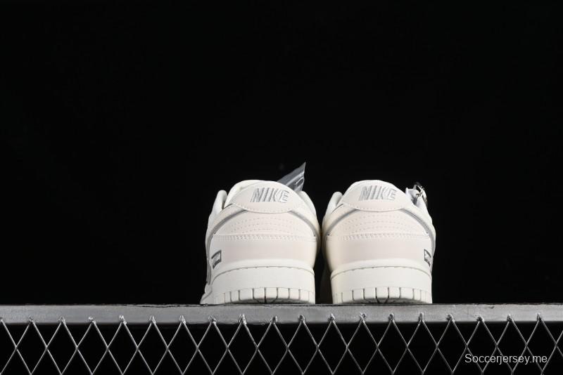 Nike SB Dunk Low Supreme Collaboration - Off White Gray Swoosh Anniversary Custom Low-Top Casual Skate Shoes - DQ1098-392